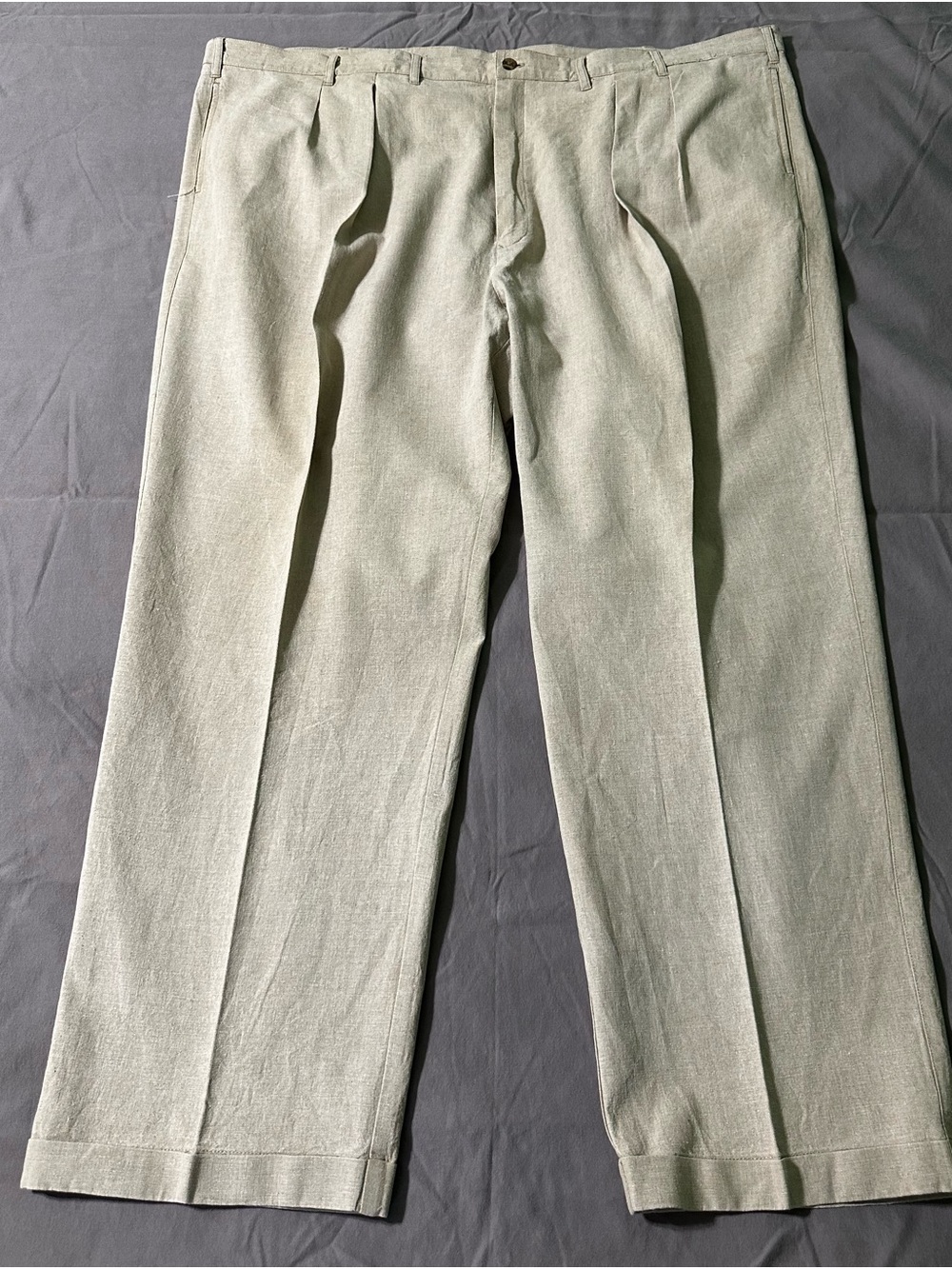 Hunt Club Beige Linen-Blend Pants. Size 52x32. Pre-owned